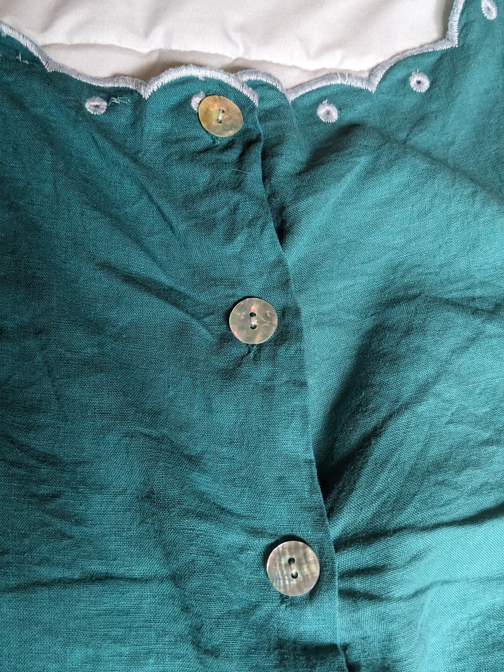Christian Siriano Teal Embroidered Scallop-Cut Camisole - Picture 6 of 8